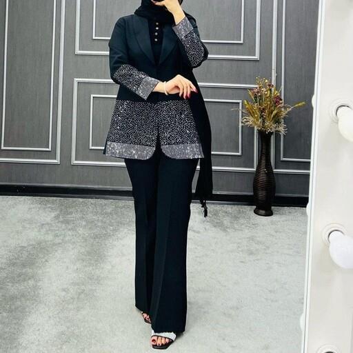 کت تک مجلسی مشکی نگین دار